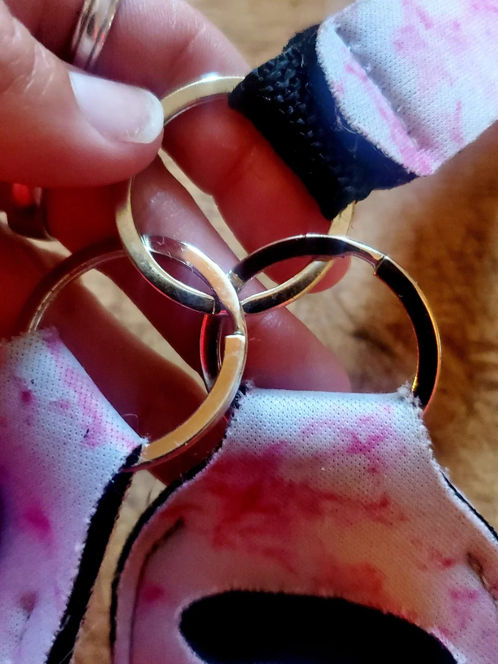 Womens Pink Marble Neoprene Keychain Accessory Holder